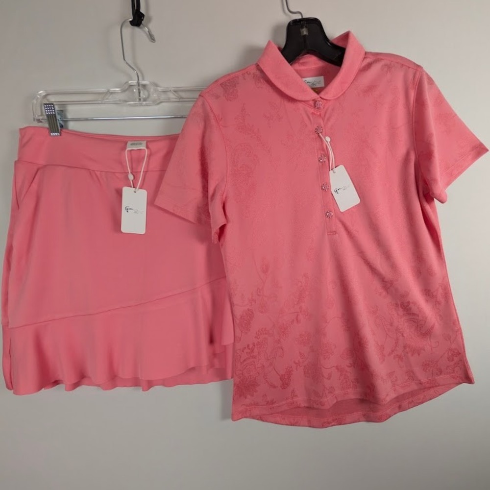 Women's Pink Golf Skort and Polo Set
